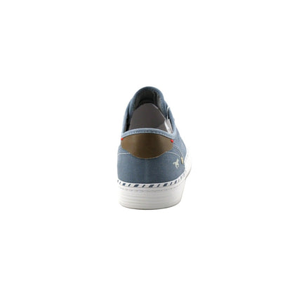 Mustang Hawaii 1376-402-807 Women's Striped Tongue Slip On Canvas Trainer Sky Blue