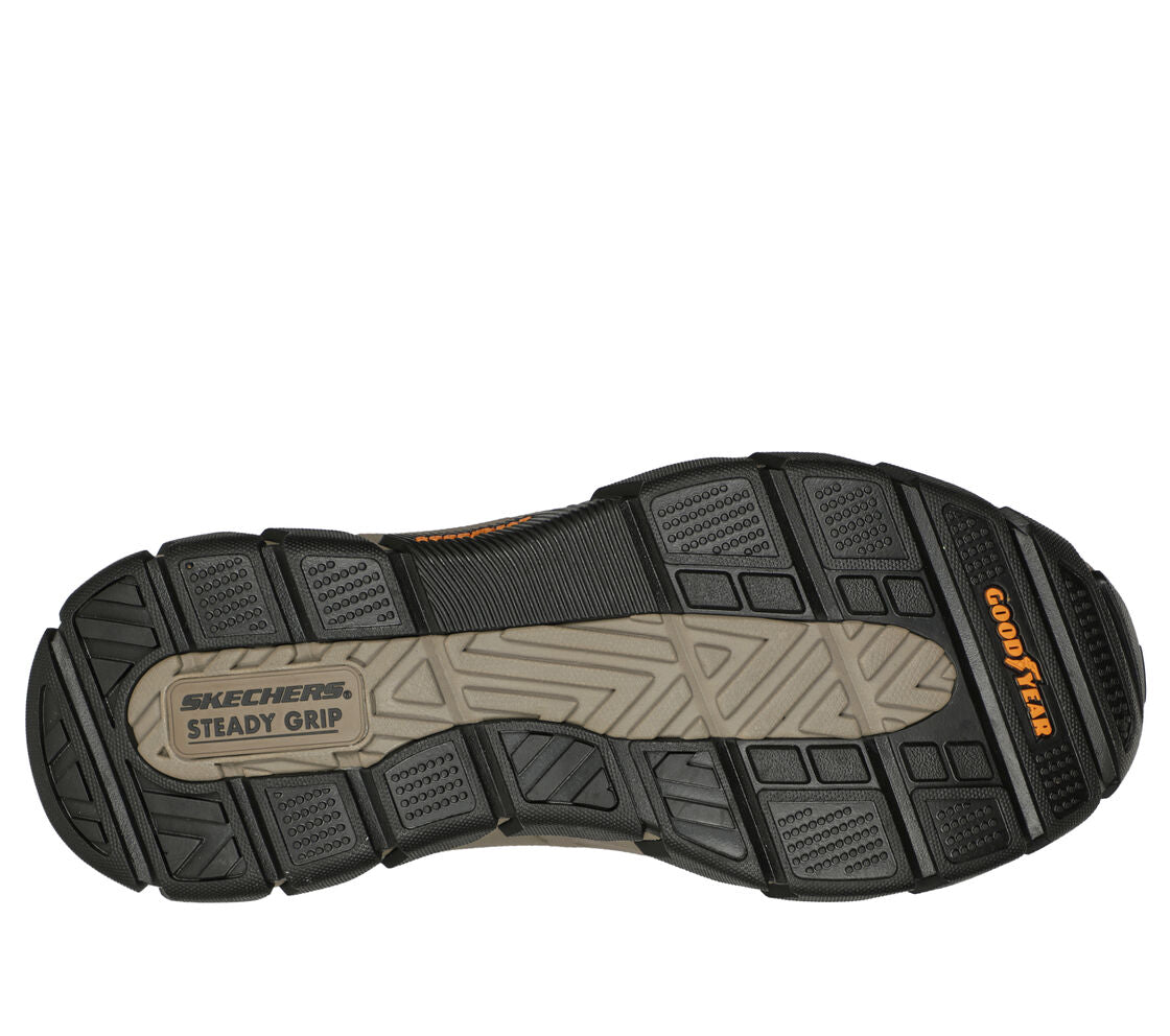 Skechers Respected Elgin Men's Relaxed Fit Leather Slip In Shoe Dark Brown