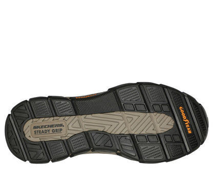 Skechers Respected Elgin Men's Relaxed Fit Leather Slip In Shoe Dark Brown