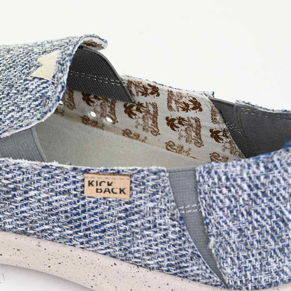 KickBack Couch Classic Men's Lightweight Carpet Bag Weave Slip On Shoe Blue Grey