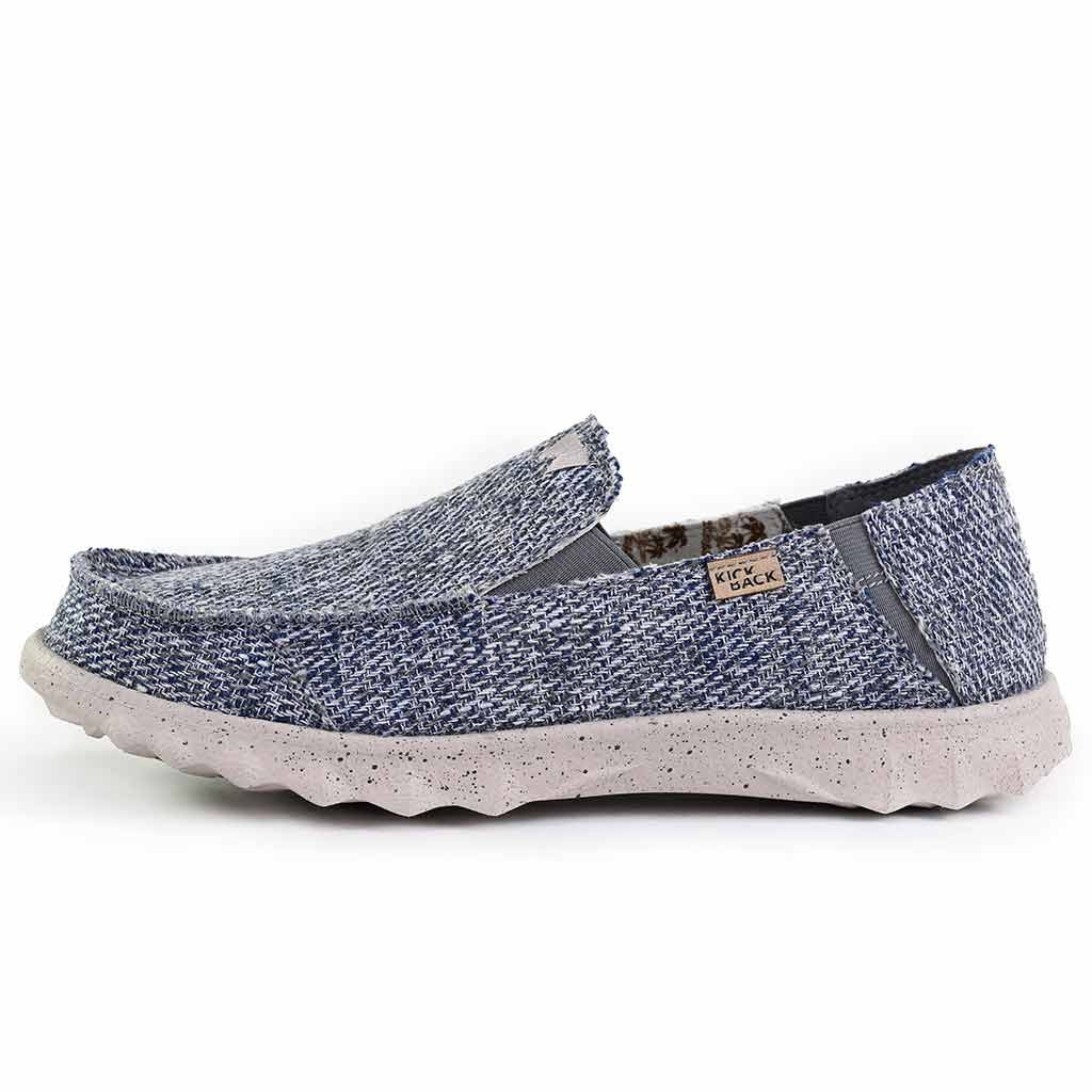 KickBack Couch Classic Men's Lightweight Carpet Bag Weave Slip On Shoe Blue Grey