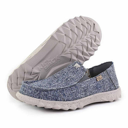 KickBack Couch Classic Men's Lightweight Carpet Bag Weave Slip On Shoe Blue Grey