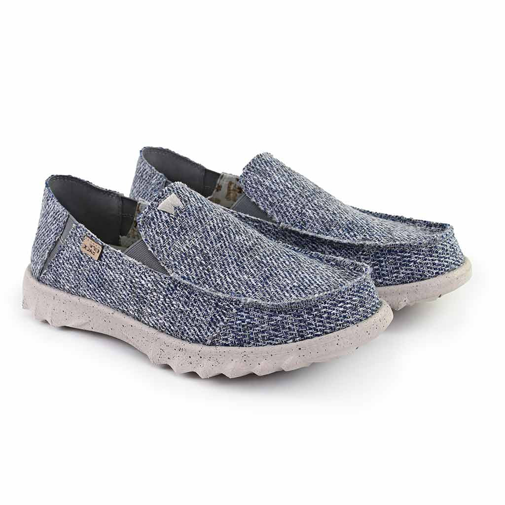 KickBack Couch Classic Men's Lightweight Carpet Bag Weave Slip On Shoe Blue Grey