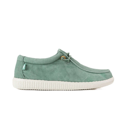 Walk In Pitas Wallabi Washed Men's Lightweight Wally Slip On Canvas Shoe Verde Menta
