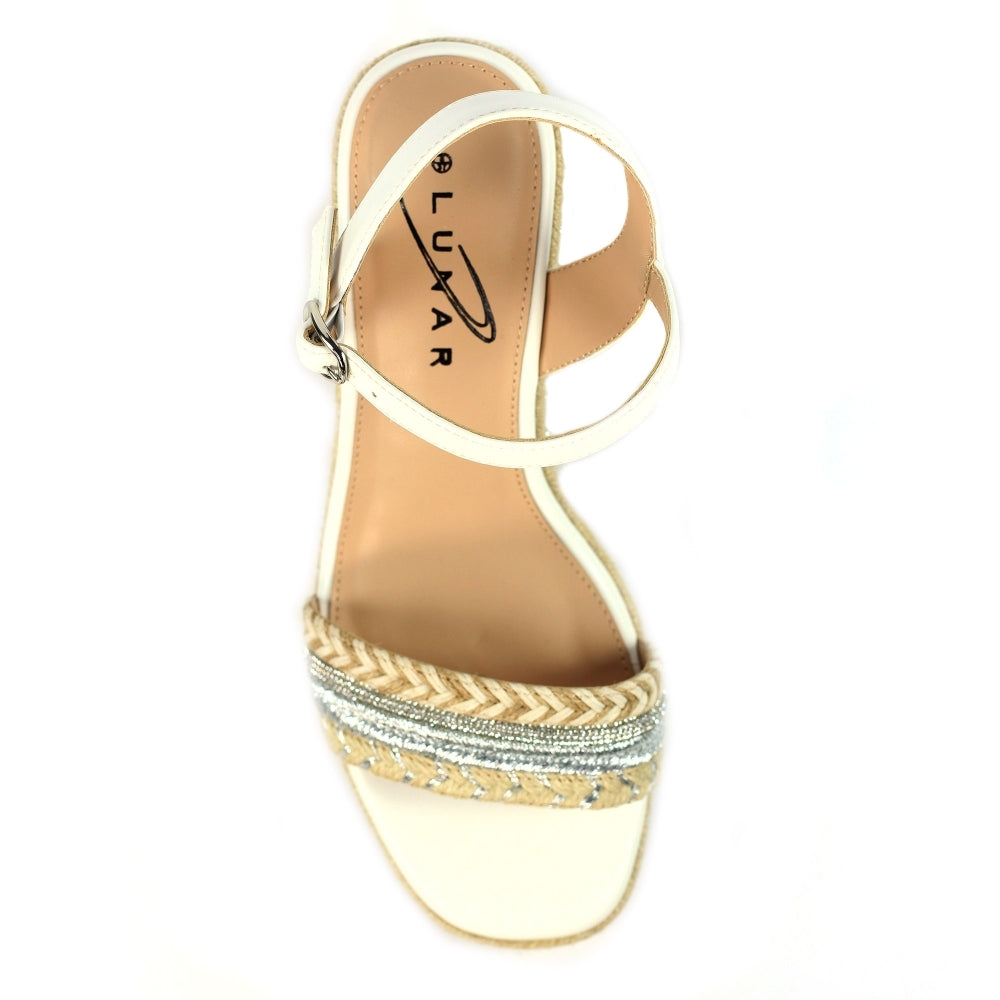 Lunar Amanda Women's Chunky Summer Rope Wedge Sandal White