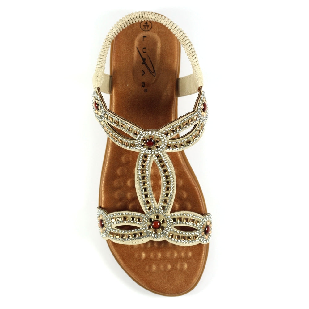 Lunar Arraso Women's Jewel Slingback Sandal Beige