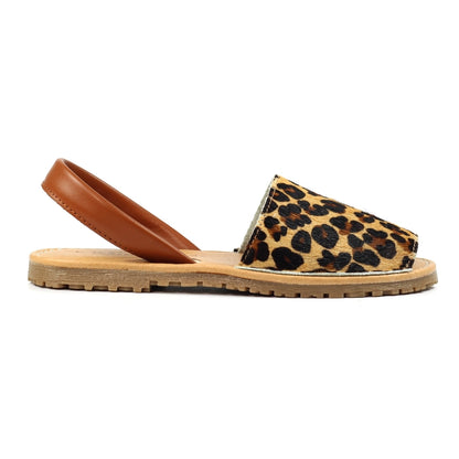 Lunar Azura Women's Leather Flat Heel Slingback Sandal Leopard