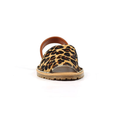 Lunar Azura Women's Leather Flat Heel Slingback Sandal Leopard
