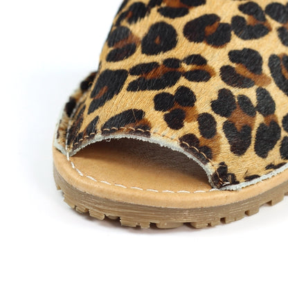 Lunar Azura Women's Leather Flat Heel Slingback Sandal Leopard