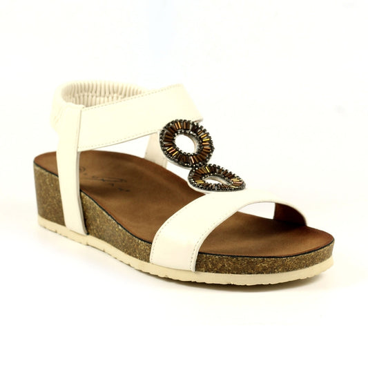 Lunar Barwell Women's T Bar Wedge Sandal White