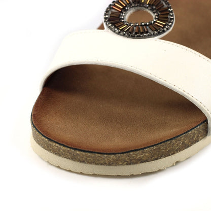 Lunar Barwell Women's T Bar Wedge Sandal White