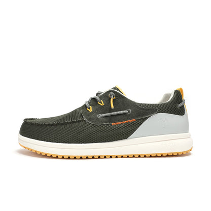 Walk In Pitas Bay Men's Lightweight Slip On Boat Shoe Khaki