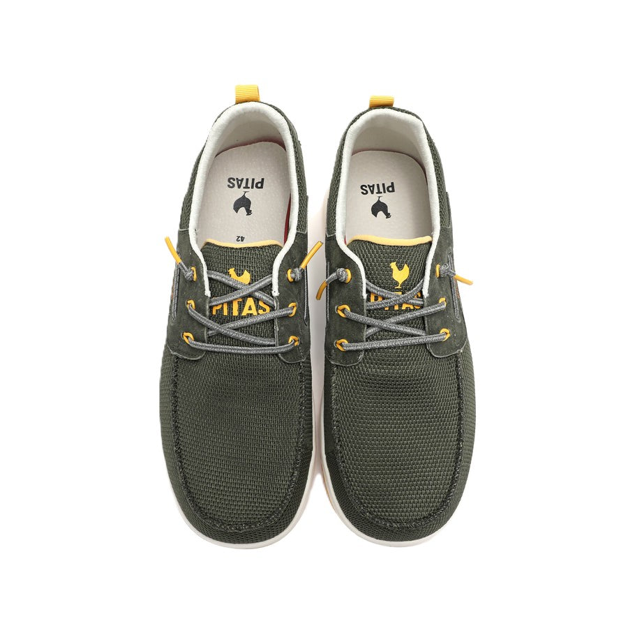 Walk In Pitas Bay Men's Lightweight Slip On Boat Shoe Khaki