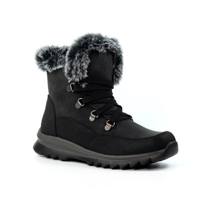 Lunar Beck Women's Waterproof Lace Up/Zip Ankle Boot Black