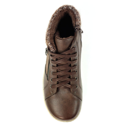 Lunar Bevin Women's Waterproof Lace Up/Zip Ankle Boot Brown