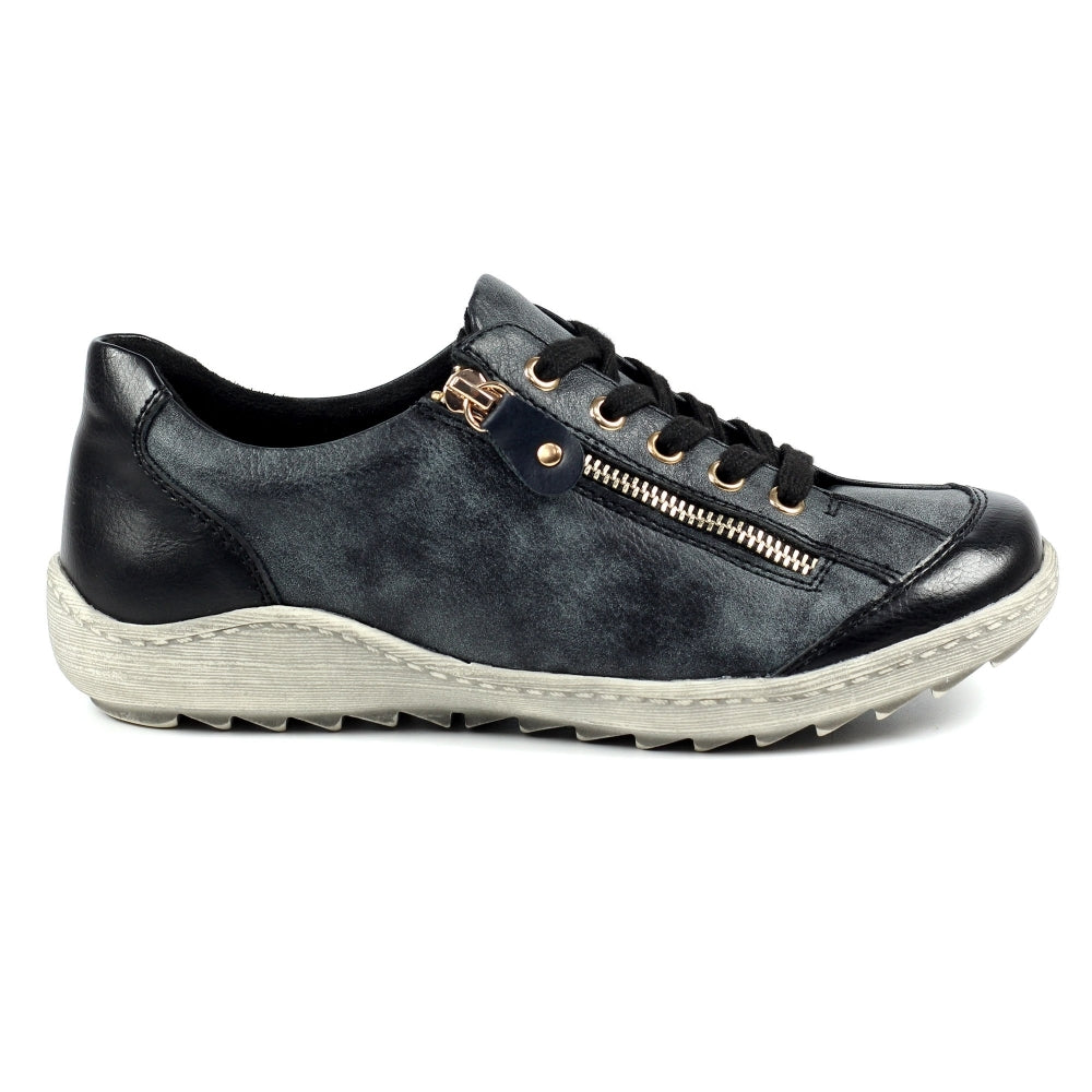 Lunar Bianca Women's Lace Up Panelled Trainer Black