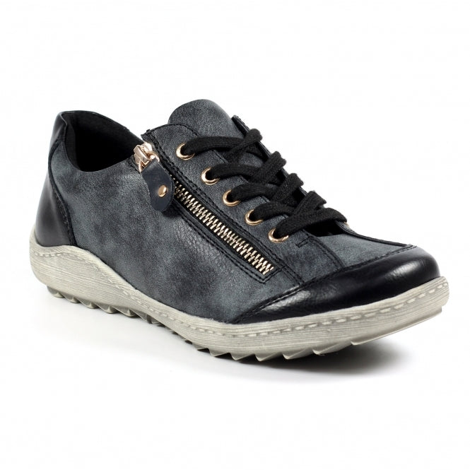 Lunar Bianca Women's Lace Up Panelled Trainer Black