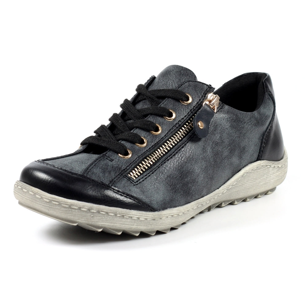 Lunar Bianca Women's Lace Up Panelled Trainer Black