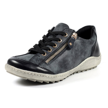 Lunar Bianca Women's Lace Up Panelled Trainer Black