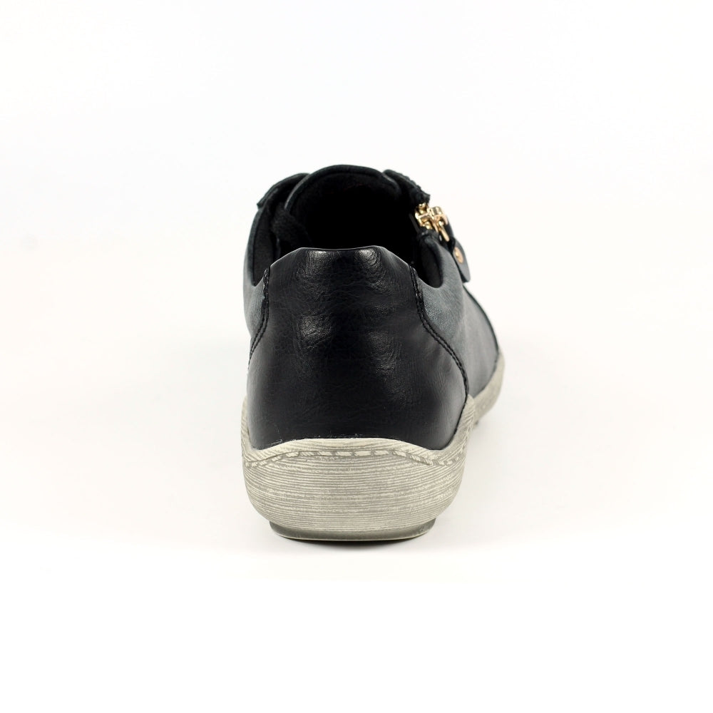 Lunar Bianca Women's Lace Up Panelled Trainer Black