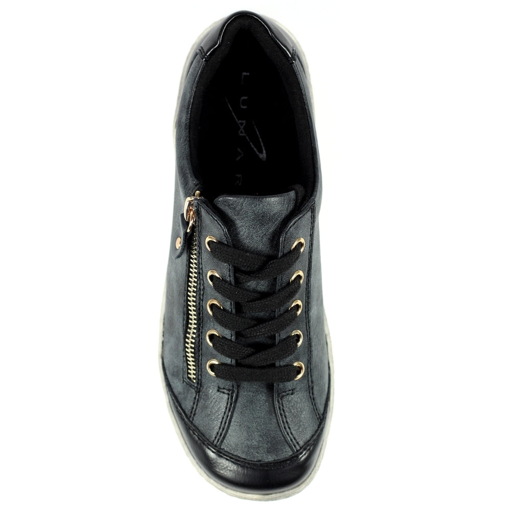 Lunar Bianca Women's Lace Up Panelled Trainer Black