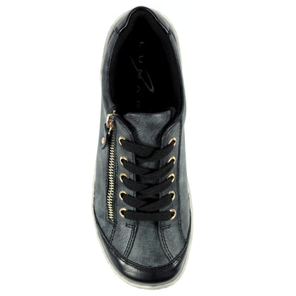 Lunar Bianca Women's Lace Up Panelled Trainer Black