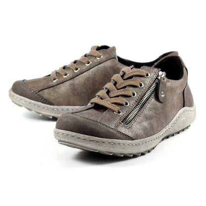 Lunar Bianca Women's Lace Up Panelled Trainer Taupe