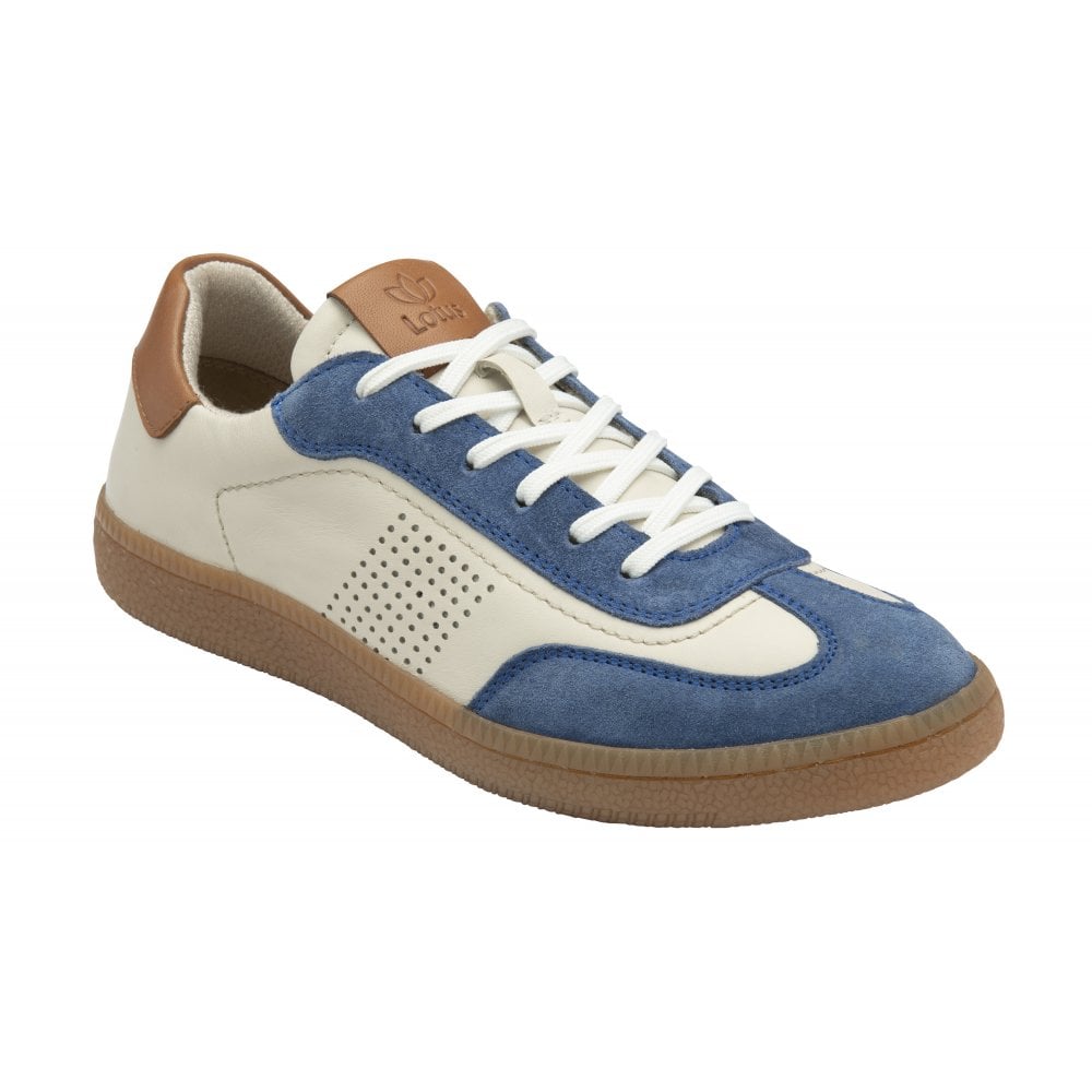 Lotus Frapporta Women's Leather Low Profile Lace Up Trainer Blue/Multi