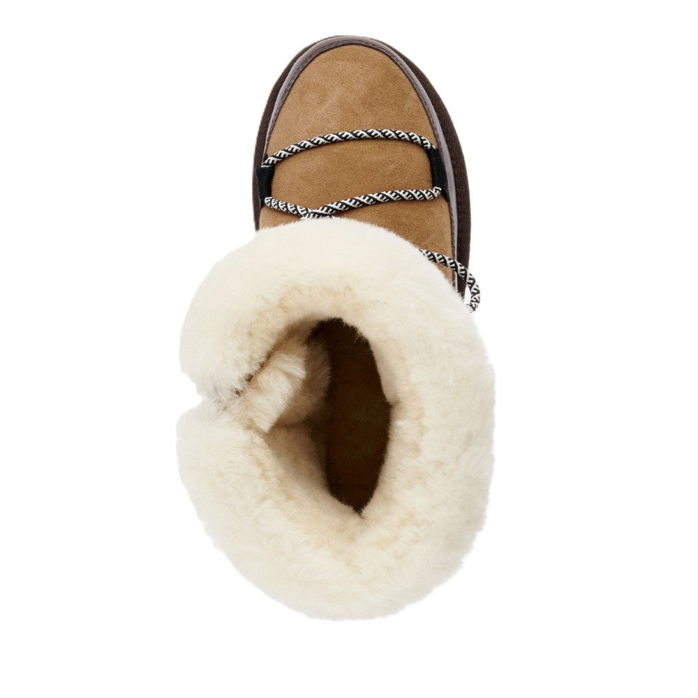 Emu Blurred Women's Wool Sheepskin Water Resistant Lace & Zip Up Cosy Boot Chestnut