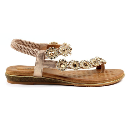 Lunar Charlotte Flower Toe Loop Sandal Rose Gold