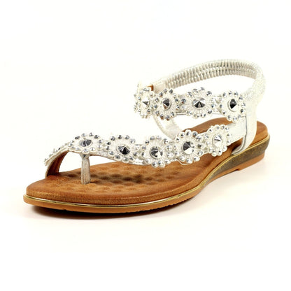 Lunar Charlotte Flower Toe Loop Sandal Silver
