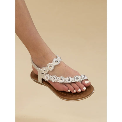 Lunar Charlotte Flower Toe Loop Sandal Silver