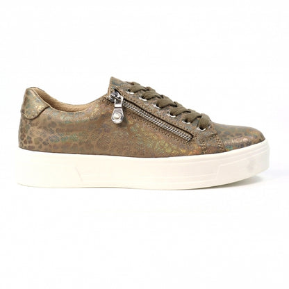 Lunar Charm Women's Low Profile Platform Sole Trainer Taupe Leopard Print