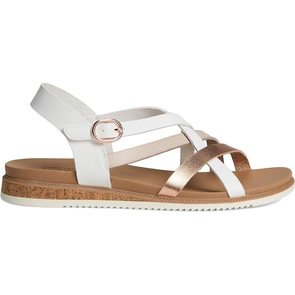 Skechers Bobs Desert Kiss Low Peak Rank Women's Ankle Strap Crossover Sandal White