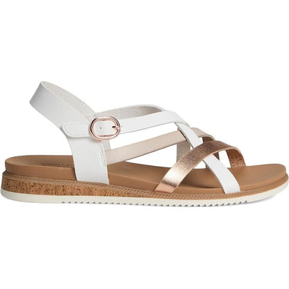 Skechers Bobs Desert Kiss Low Peak Rank Women's Ankle Strap Crossover Sandal White