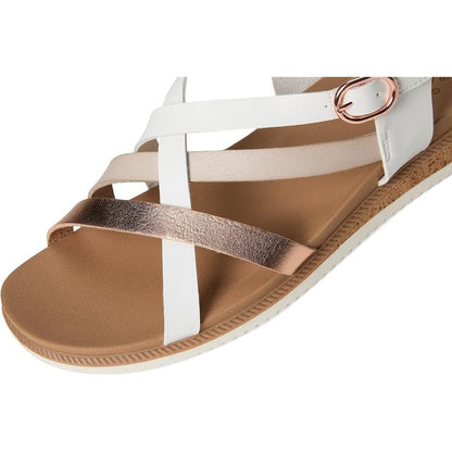 Skechers Bobs Desert Kiss Low Peak Rank Women's Ankle Strap Crossover Sandal White