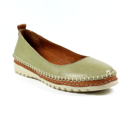 Lunar Dove Women's Slip On Leather Pump Khaki