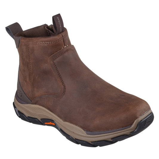 Skechers Respected Evanston Men's Leather Relaxed Fit Zip Up Chelsea Boot Cocoa