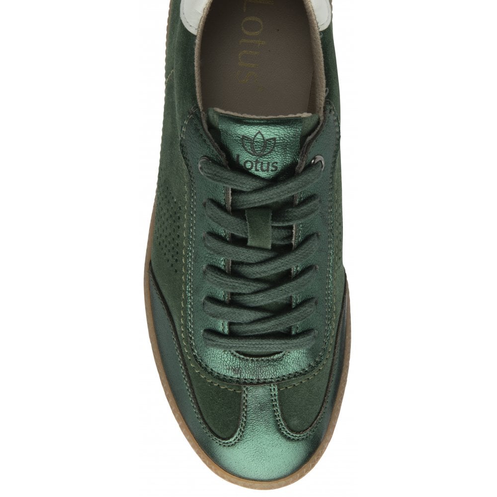 Lotus Frapporta Women's Leather Low Profile Lace Up Trainer Green