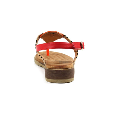 Lunar Gina Women's Ankle Strap Toe Post Orange Leopard