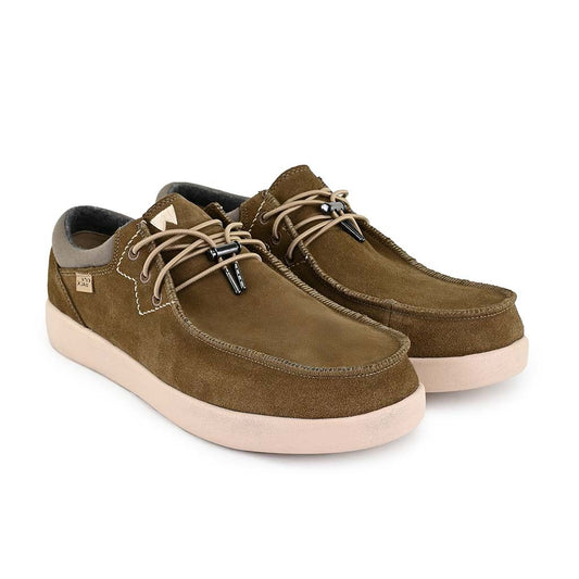 KickBack Haven Suede Men's Elasticated Lace Lightweight Slip On Shoe Khaki