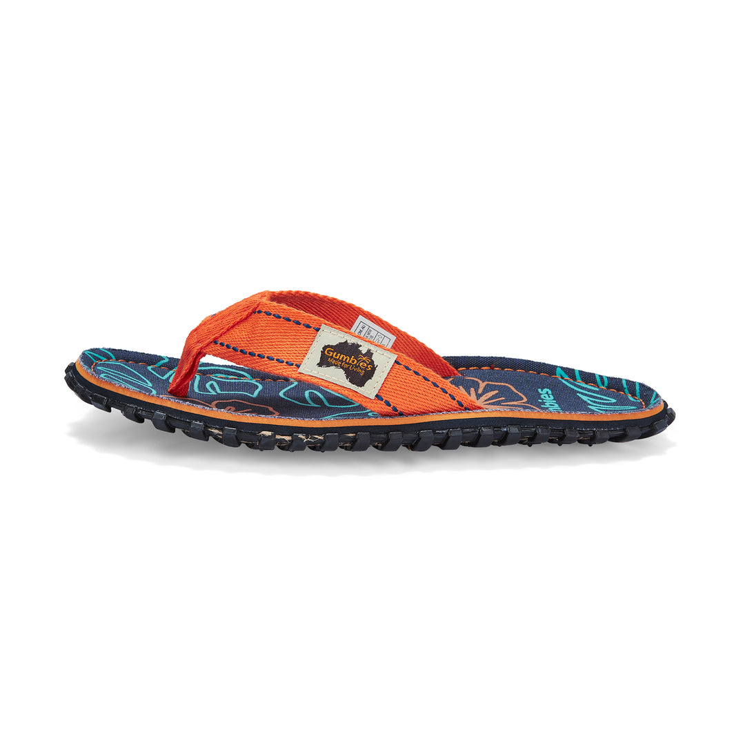 Gumbies Islander Women's Recycled Rubber Flip Flop Orange Hibiscus