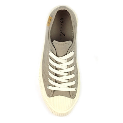 Lunar Jayne II Women's Chunky Sole Pump Canvas Trainer Taupe