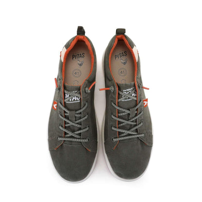 Walk In Pitas Malibu Men's Lightweight Hi-Grip Lace Up Sneaker Trainer Khaki