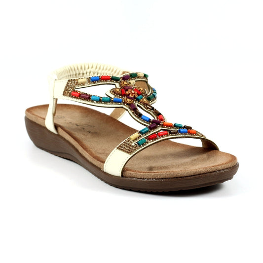 Lunar Mariella Women's Beaded Sandal White