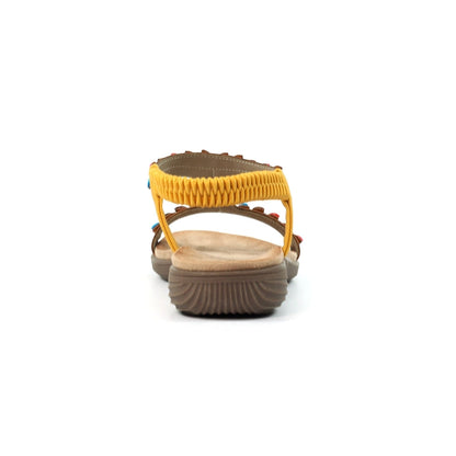 Lunar Ravello Women's Beaded T-Bar Slip on Sandal Mustard
