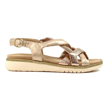 Lunar Roma Women's Cross Over Straps Adjustable Slingback Sandal Rose Gold