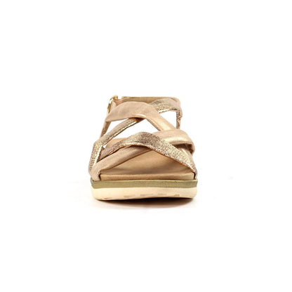 Lunar Roma Women's Cross Over Straps Adjustable Slingback Sandal Rose Gold