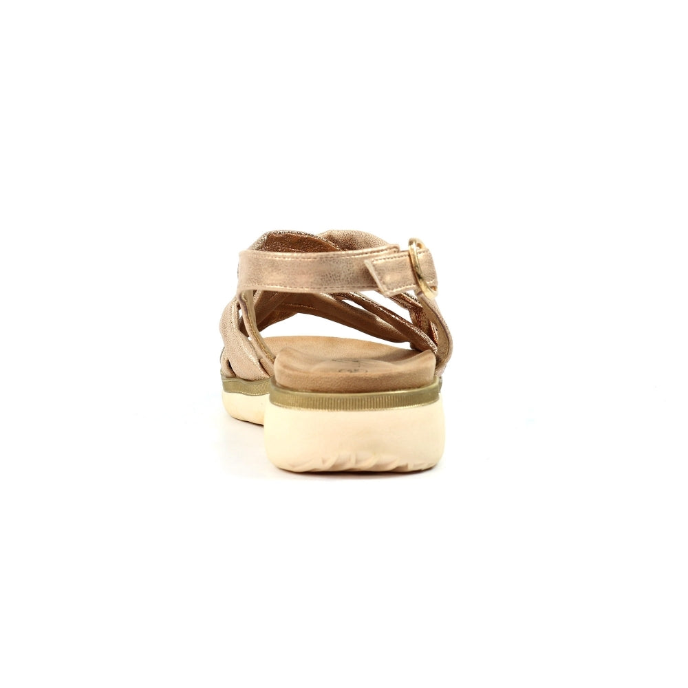 Lunar Roma Women's Cross Over Straps Adjustable Slingback Sandal Rose Gold