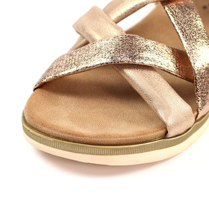 Lunar Roma Women's Cross Over Straps Adjustable Slingback Sandal Rose Gold